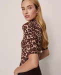 Ann Taylor Tops And Blouses|Animal Print Mock Neck Top Pale Sandalwood