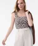 Ann Taylor Tops And Blouses|Animal Print Square Neck Tank Top Pale Linen