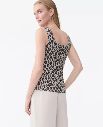 Ann Taylor Tops And Blouses|Animal Print Square Neck Tank Top Pale Linen