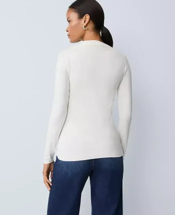 Ann Taylor Tops And Blouses|Asymmetric Ruched Top Winter White