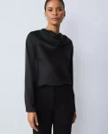 Ann Taylor Tops And Blouses|Asymmetric Satin Top Black