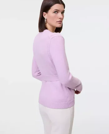 Ann Taylor Sweaters|All Sweaters|Belted Crew Neck Cardigan Sunrise Lavender