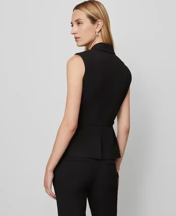 Ann Taylor Jackets And Blazers|Suits|Belted Double Breasted Vest In Seasonless Stretch Core Black