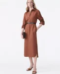 Ann Taylor Dresses|Belted Midi Shirtdress Tortoise Shell Brown
