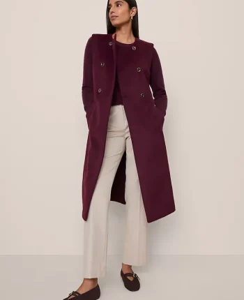 Ann Taylor Jackets And Blazers|Belted Trench Vest Poised Plum