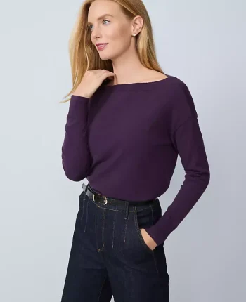 Ann Taylor Sweaters|All Sweaters|Boatneck Wedge Sweater Aubergine Dream
