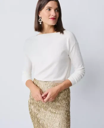 Ann Taylor Sweaters|All Sweaters|Boatneck Wedge Sweater Winter White
