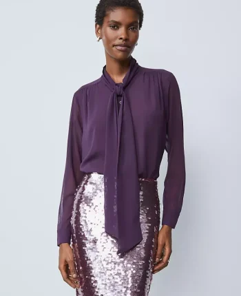 Ann Taylor Tops And Blouses|Bow Blouse Aubergine Dream