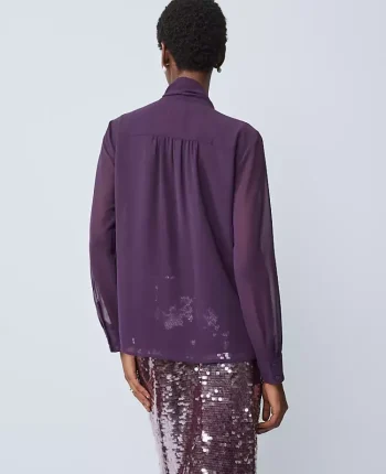 Ann Taylor Tops And Blouses|Bow Blouse Aubergine Dream