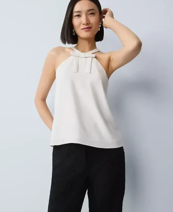 Ann Taylor Tops And Blouses|Bow Halter Top Winter White