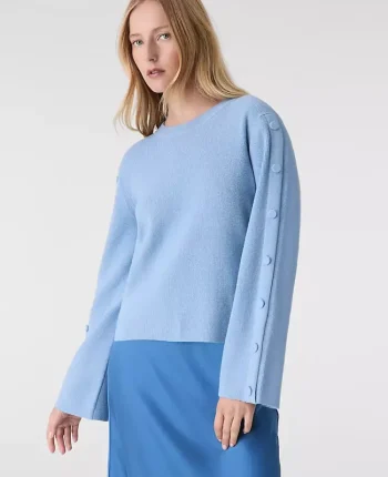 Ann Taylor Sweaters|All Sweaters|Button Ribbed  Sweater Light Blue Dusk