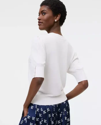 Ann Taylor Pullover Sweaters|Sweaters|Button Sweater Tee Winter White