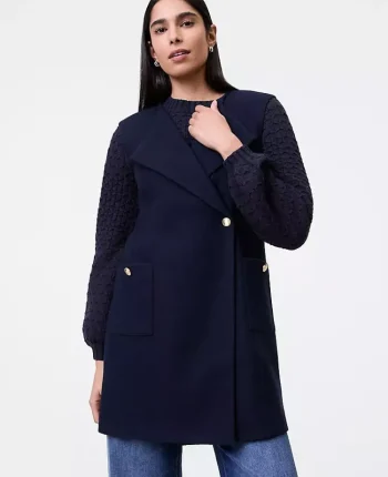 Ann Taylor Ponchos And Kimonos|Ponchos & Kimonos|Buttoned Trench Vest Night Sky