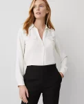 Ann Taylor Tops And Blouses|Camp Shirt Winter White