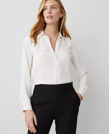 Ann Taylor Tops And Blouses|Camp Shirt Winter White