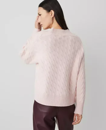 Ann Taylor Sweaters|All Sweaters|Cashmere Cable Sweater Pearl Pink