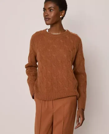 Ann Taylor Cashmere|Sweaters|Cashmere Cable Sweater Spiced Cider