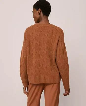 Ann Taylor Cashmere|Sweaters|Cashmere Cable Sweater Spiced Cider