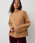 Ann Taylor Sweaters|All Sweaters|Cashmere Cable Sweater Perfect Camel