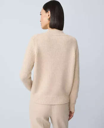 Ann Taylor Cashmere|Sweaters|Cashmere Mock Neck Sweater Oatmeal