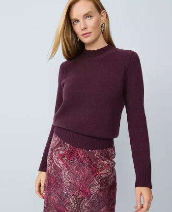 Ann Taylor Cashmere|Sweaters|Cashmere Mock Neck Sweater Deep Cabernet