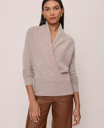 Ann Taylor Cashmere Sweaters|Cashmere Shawl Collar Sweater Mushroom Melange