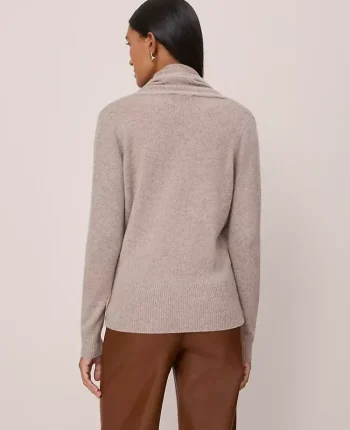 Ann Taylor Cashmere Sweaters|Cashmere Shawl Collar Sweater Mushroom Melange