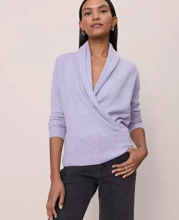 Ann Taylor Cashmere|Sweaters|Cashmere Shawl Collar Sweater Light Lavender Melange
