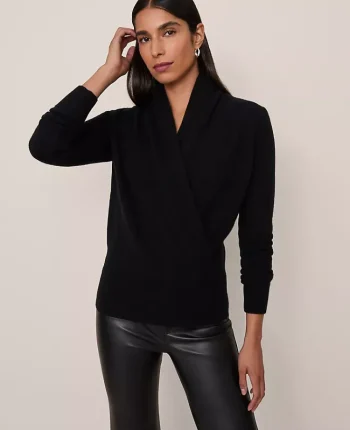 Ann Taylor Cashmere Sweaters|Cashmere Shawl Collar Sweater Black