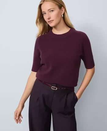 Ann Taylor Cashmere|Sweaters|Cashmere Sweater Tee Deep Cabernet