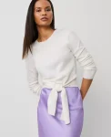 Ann Taylor Sweaters|All Sweaters|Cashmere Tie-Waist Sweater Pale Ivory