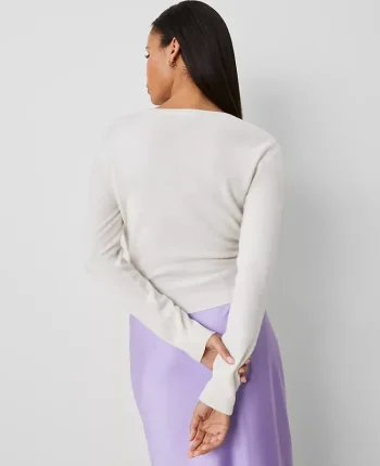 Ann Taylor Sweaters|All Sweaters|Cashmere Tie-Waist Sweater Pale Ivory