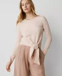 Ann Taylor Sweaters|All Sweaters|Cashmere Tie-Waist Sweater Light Almond