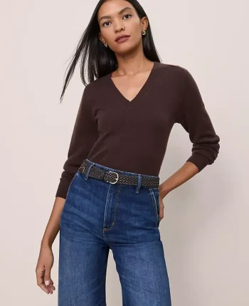 Ann Taylor Cashmere|Sweaters|Cashmere V-Neck Sweater Pure Chocolate