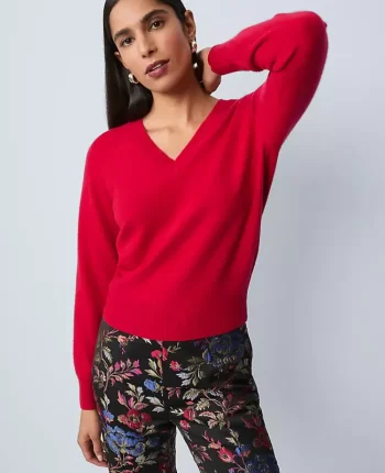 Ann Taylor Cashmere|Sweaters|Cashmere V-Neck Sweater Sweet Cherry