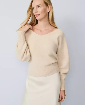 Ann Taylor Cashmere|Sweaters|Cashmere V-Neck Sweater Oatmeal