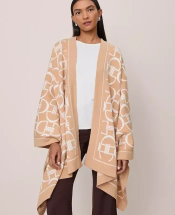 Ann Taylor Sweaters|All Sweaters|Chain Link Print Wrap Scarf Cafe Au Lait