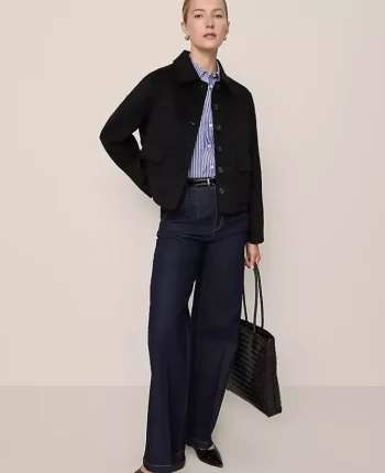 Ann Taylor Jackets And Blazers|Collared Double Face Jacket Black