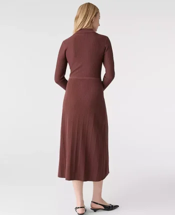 Ann Taylor Dresses|Sweaters|Collared Sweater Midi Dress Rich Walnut
