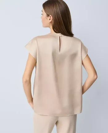 Ann Taylor Tops And Blouses|Cowl Neck Popover Pale Sandalwood