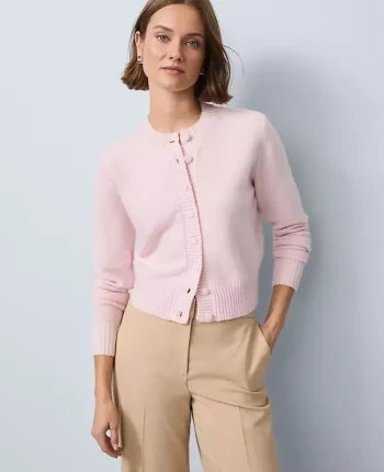Ann Taylor Sweaters|All Sweaters|Cozy Crew Neck Cardigan Faint Lilac