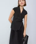 Ann Taylor Dresses|Crepe Blazer Wrap Midi Dress Black