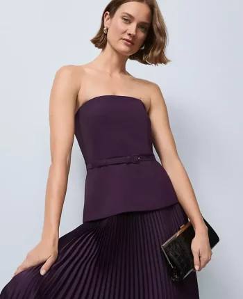 Ann Taylor Dresses|Crepe Pleated Midi Dress Aubergine Dream