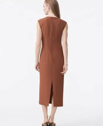 Ann Taylor Dresses|Crepe Twist Sheath Dress Tortoise Shell Brown