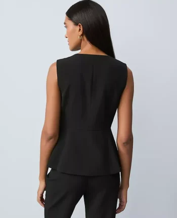 Ann Taylor Jackets And Blazers|Suits|Crew Neck Peplum Vest Black