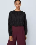 Ann Taylor Tops And Blouses|Crew Neck Shirred Blouse Black