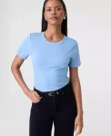 Ann Taylor Tops And Blouses|Crew Neck Tee Light Blue Dusk