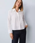 Ann Taylor Tops And Blouses|Cropped Bow Shirt White