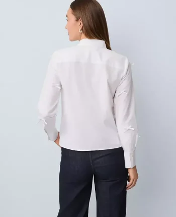 Ann Taylor Tops And Blouses|Cropped Bow Shirt White