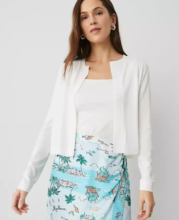 Ann Taylor Sweaters|All Sweaters|Cropped Open Cardigan White